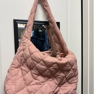 Quilted Pink Shoulder Tote Bag